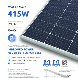 Yingli Solar YLM 3.0 Mini 1 415W P-Type PERC BIFACIAL Dual Glass Module