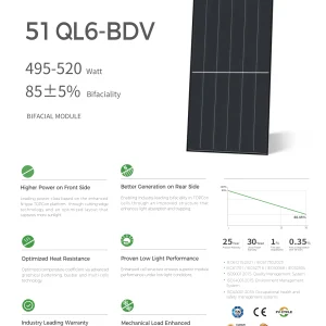 Jinko Solar TIGER Neo III 520W N-Type BIFACIAL Double Surface Solar Panel