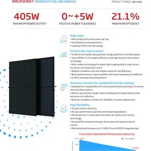 Trina Solar Vertex S 405Wp Monokristal Güneş Paneli (TSM-DE09C.05)