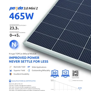 Yingli Solar PANDA 3.0 Mini 2 465W N-Type TOPCon BIFACIAL Module