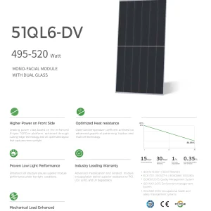 Jinko Solar TIGER Neo III 520W N-Type Double Glass Monofacial Solar Panel
