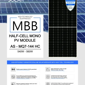 Ankara Solar AS-MQ7 560W Monofacial Half-Cut Solar Panel (144 Cells)