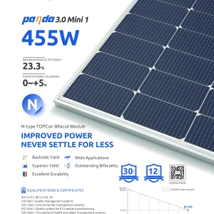 Yingli Solar PANDA 3.0 Mini 1 455W N-Type TOPCon BIFACIAL Solar Panel