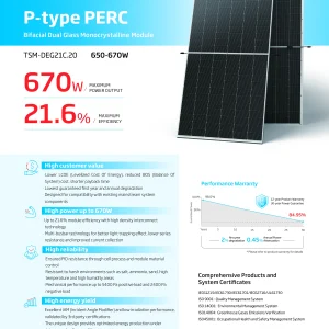 Trina Solar Vertex 670W P-Type PERC BIFACIAL Double Glass Solar Panel