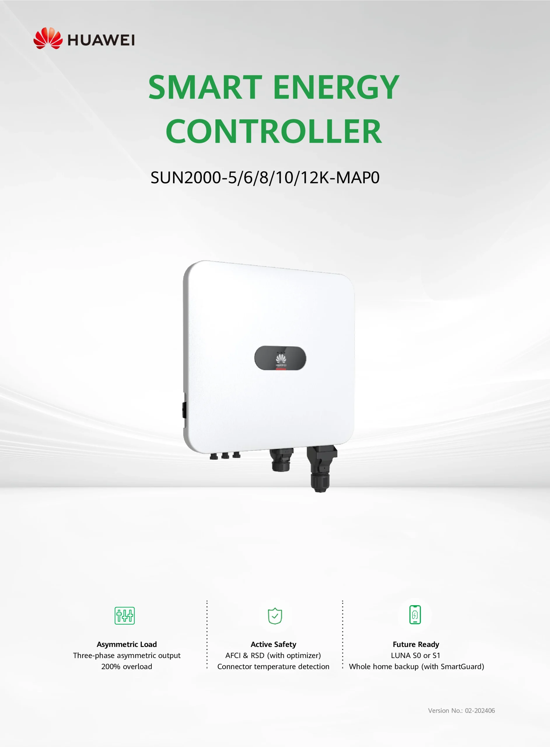 Huawei SUN2000-5K~12K-MAP0 Smart Energy Controller (Three-Phase Asymmetric Hybrid Inverter)