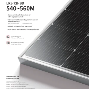 LONGi Hi-MO 5 LR5-72HBD (540~560M) Bifacial Dual Glass Solar Module