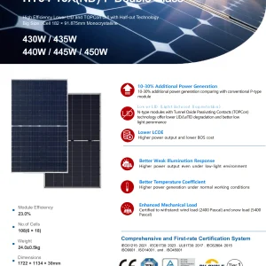 HT-SAAE Jupiter HT54-18X(ND)-F Double Glass 430W-450W Bifacial N-Type TOPCon Solar Module