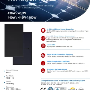 HT-SAAE Jupiter HT54-18X(ND)-F Full Black 430W-450W N-Type TOPCon Solar Module